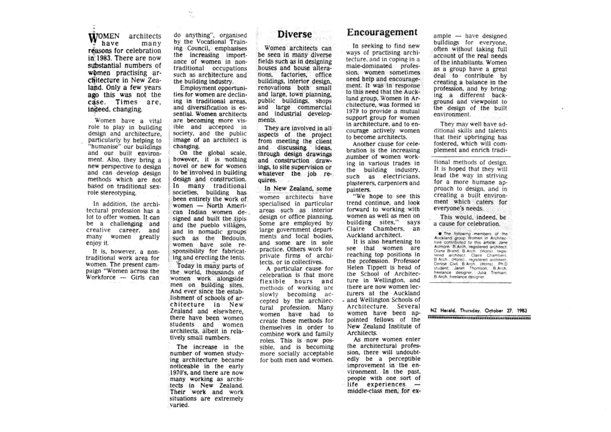 JT Women Arch NZ Herald Article 1983 Page 2